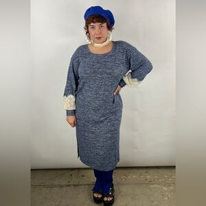 💚 3126. Blue Sweater Midi Dress